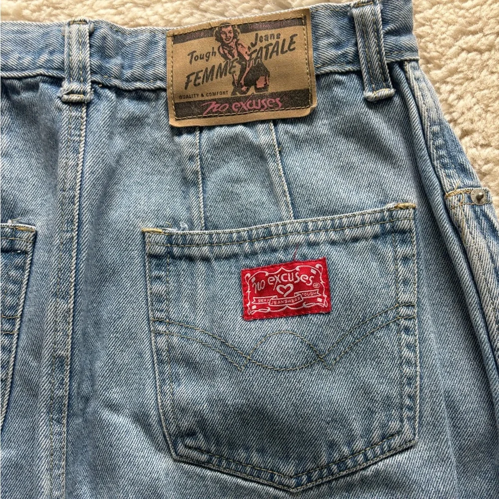 VTG No Excuses Femme Fatale High Rise Denim Midi Skirt - Picture 10 of 12